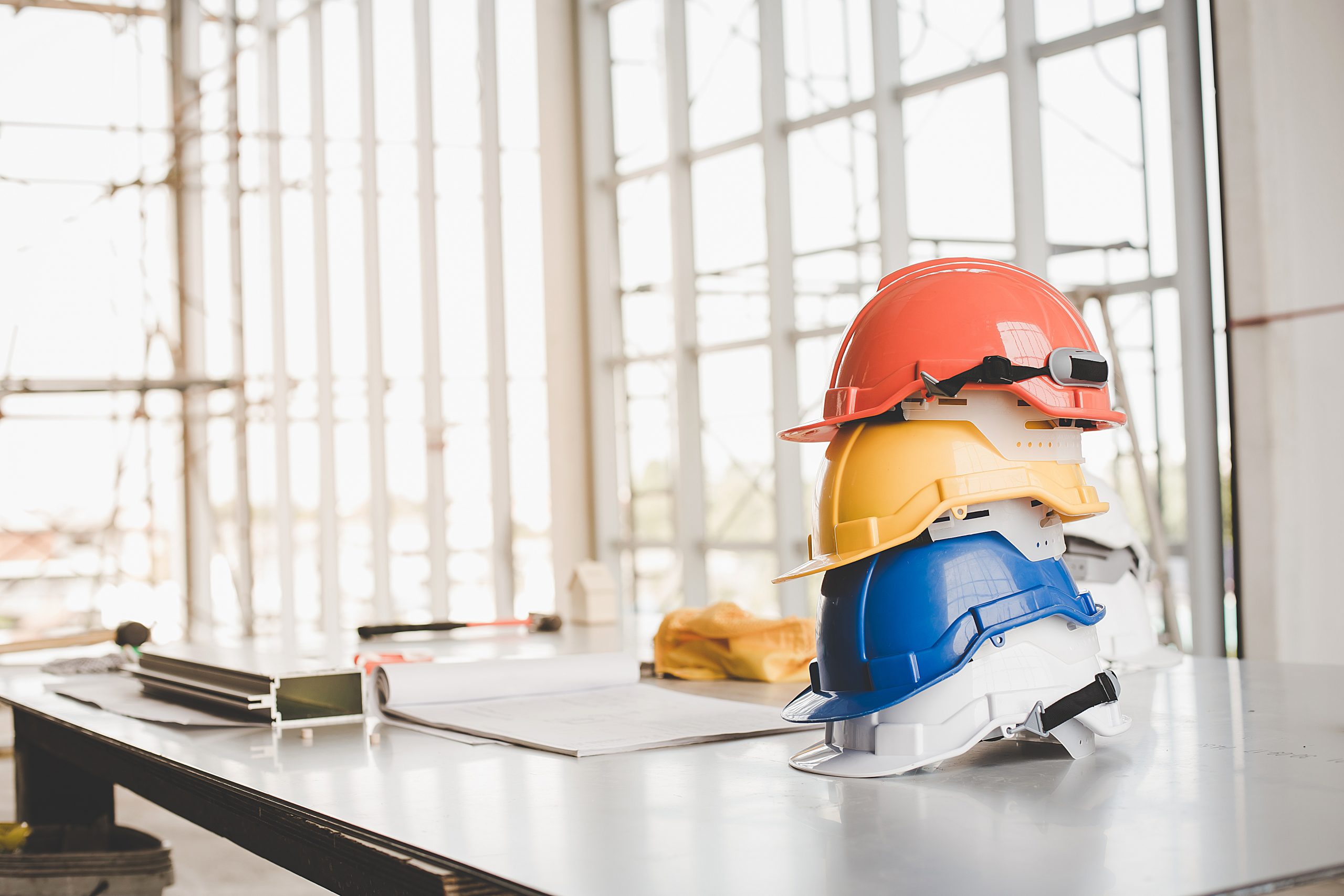Yellow,white, Blue, Orange Helmet Safety Engineer For Project En